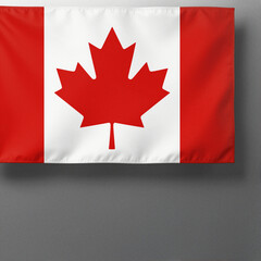 Canadian flag with red maple leaf centered on white field and red side stripes