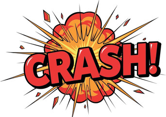 Naklejka premium Dramatic explosion with the word crash!