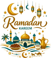 Ramadan Kareem elegant Islamic greeting card design