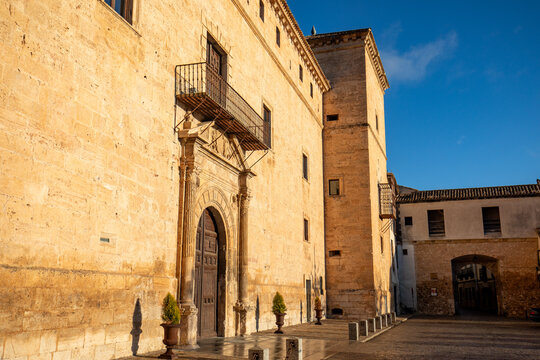 Side view of the Ducal Palace of the Princess of &Eacute;boli in Pastrana, Guadalajara, Spain, in morning light