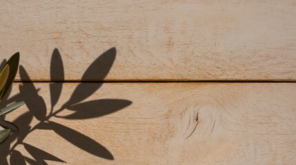 木の表面に葉の影が模様を作ります