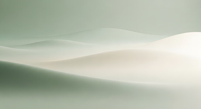 Soft abstract flowing waves background in muted sage green and p