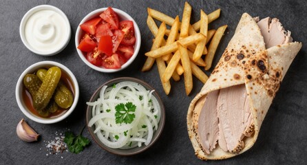 Delicious Shawarma Wrap with Fries and Fresh Toppings