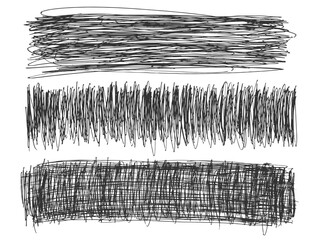 Set grunge scribble freehand shapes rectangular. Sketch hatching.  Pen doodle freehand line strokes chalk scribble gray line sketch grunge handmade vector abstract textures. EPS10.