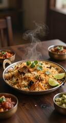 Delicious Biryani Rice Dish on Table Authentic Indian Cuisine