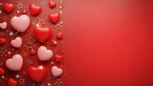Valentine s day red hearts border background image