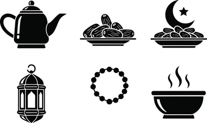 Ramadan kareem icons and symbols