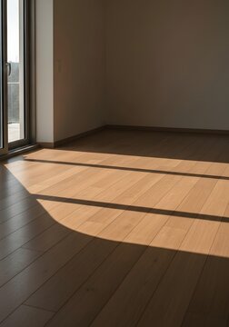 Sunlight streaming through window onto warm wooden floor