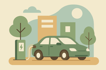 No cable charging eco flat friendly minimal warm soft geometric vector icon