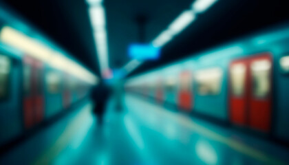 blurred image of a subway station