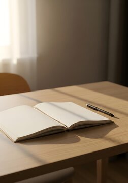 Minimal workspace bathed in gentle morning light for clarity and focus