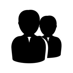Two abstract user silhouettes representing a team, group of people, or social network icon