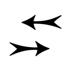 Two contrasting arrows: a black left-pointing and a black right-pointing arrow on white