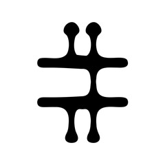 Abstract black organic shape with interconnected forms reminiscent of cellular structure or fluid dynamics