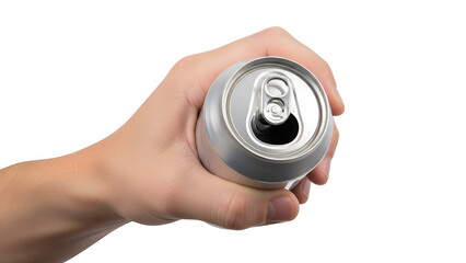 Hand Holding Open Can of Soda