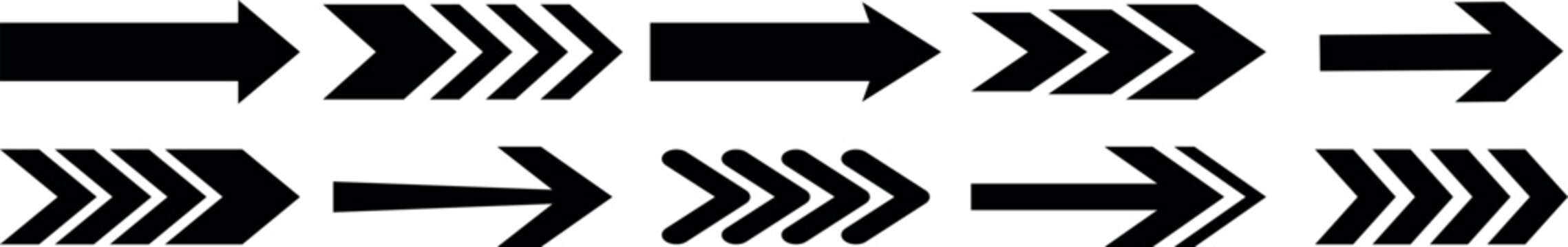 Directional arrow icon. Minimalist right arrow icon. Long arrow pointing right. Blue Navigation Arrows, flat design vector illustrator