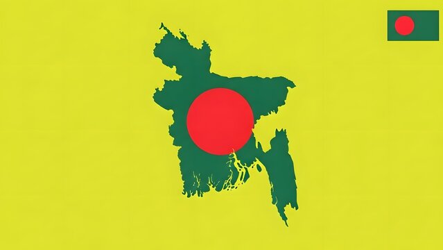 Bangladesh Map and Flag on Yellow