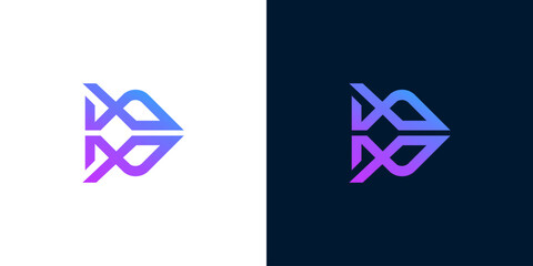 Dynamic abstract geometric logo design featuring fluid flowing lines with a modern vibrant gradient, ideal for innovative technology branding or a sleek digital identity symbol