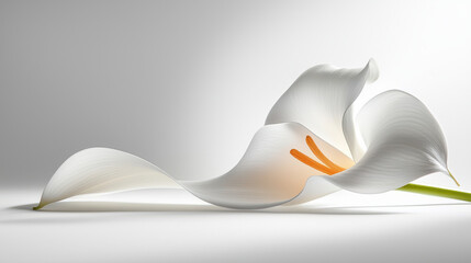 Elegant white lily flower with soft petals and vibrant orange stamen, showcasing beauty and simplicity in nature