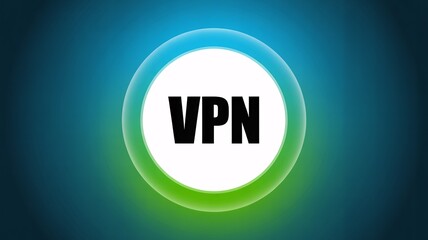 Modern VPN service logo with glowing blue green gradient background
