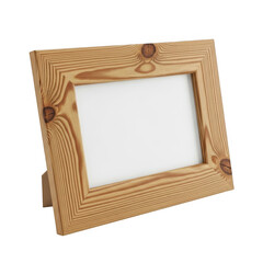 Wooden photo frame isolated on transparent background