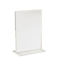 Clear acrylic sign holder isolated on transparent background