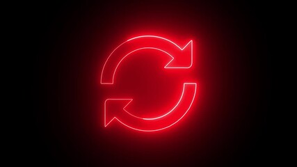 Red Neon Recycling Symbol with Arrows on Black Background neon sign recycling eco friendly