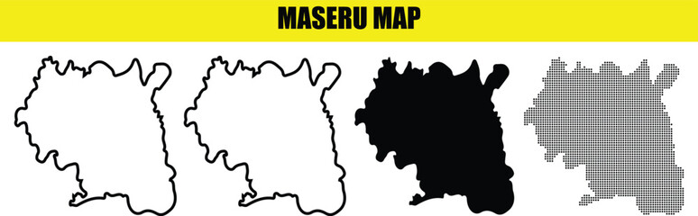 Maseru Map Outline Illustration in Various Styles By Illustration