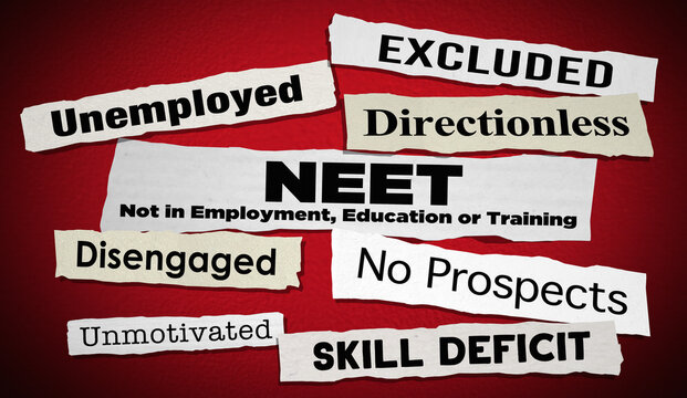 NEET Not in Employment Education or Training News Headlines 3d Illustration