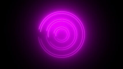 Neon purple concentric circles glowing light trails on dark background technology abstract - Powered by Adobe