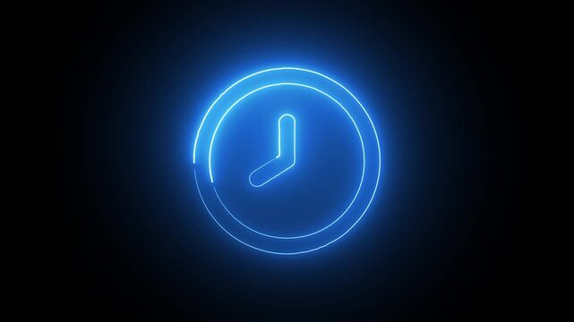 Glowing Blue Neon Clock Loading Animation Circle Background Technology Concept neon light