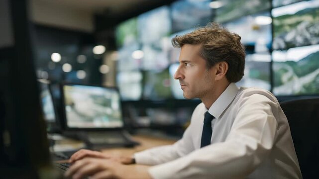 Transportation coordinator overseeing departures from a control room, live feeds and status boards emphasizing timing, coordination, and operational control. cinematic color correction, natural