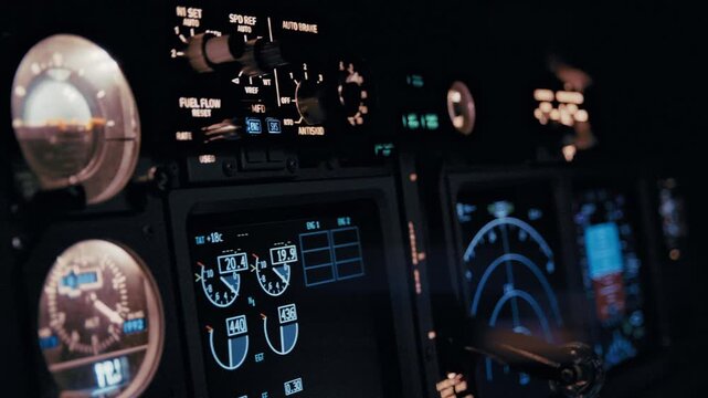Aircraft Cockpit Displays Showing Real Time Flight Data
