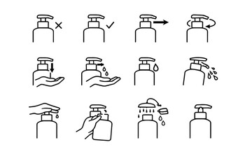 Correct usability icon reduced clean art vector bathroom alignment spills practical pump