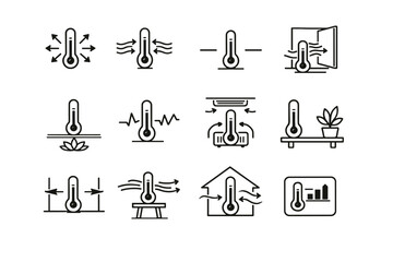 Correct data indoor mindful icons logic balance placement arrows accurate thermometer vector