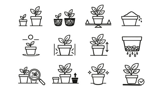 Calm root logic pot vector plant size icon selection ball