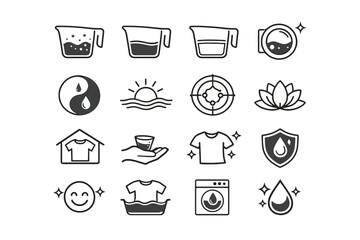 Laundry clarity amount fill deter balanced use vector icon routine soil wash