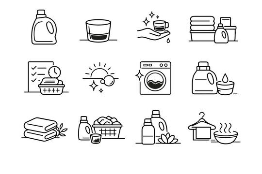 Icon care minimalist gentle dosing routine vector clarity organization laundry clean