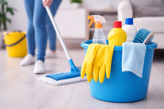 Cleaning supplies ready for use - Powered by Adobe