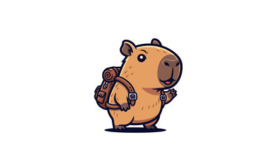 Cartoon Capybara Standing on Hind Legs.
