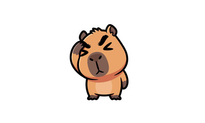 Cartoon Capybara Standing with Eyes Closed.