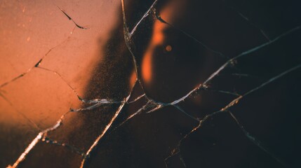 壊れたガラスは日没時の姿を映し出します