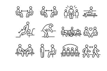 Room space cooperation access seating icons vector movement icon calm urban shared