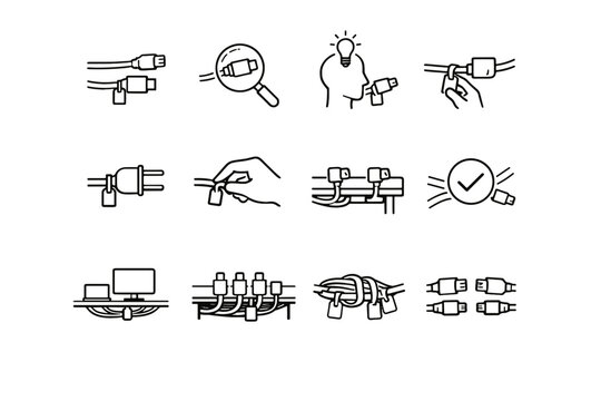 Cable icon step confusion order small minimalist mark calm clarity faster desk