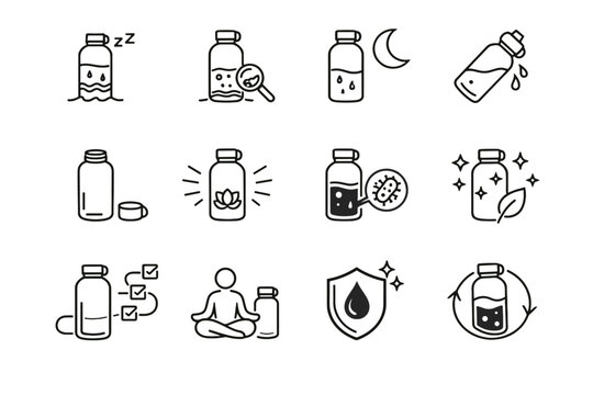 Vector leftover habit care icon water mindful growth awareness reusable bottle
