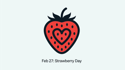 Strawberry heart symbol on light background for Strawberry Day