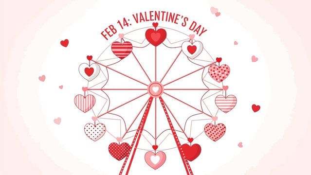 Valentine's Day Ferris wheel with decorative hearts and festive lights