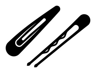 Minimalist Hair Clip Bobby Pin Silhouette Vector Illustration