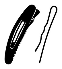 Minimalist Hair Clip Bobby Pin Silhouette Vector Illustration