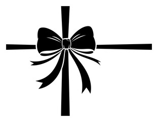 Minimalist Gift Bow Ribbon Silhouette Vector Illustration